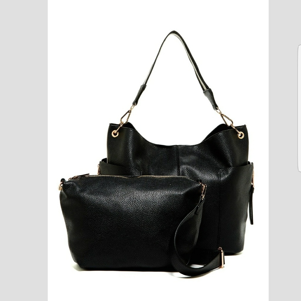 Bebe White/Black Serena Hobo Bag & Crossbody Bag